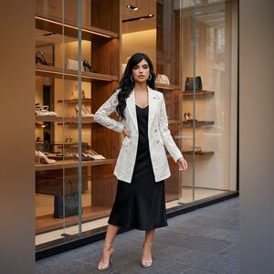 NWT Atoir Focus On Me White Lace Double-Breasted Blazer